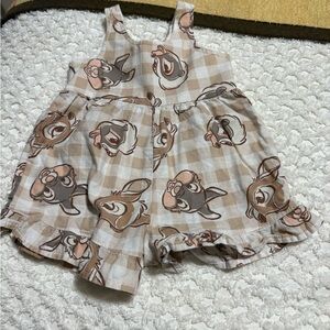 Cute Checkered Disney Bambi Animal Print Romper